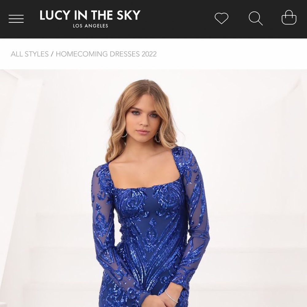 GiuliaSparklingSquareNeck Dress Royal Blue Sequins